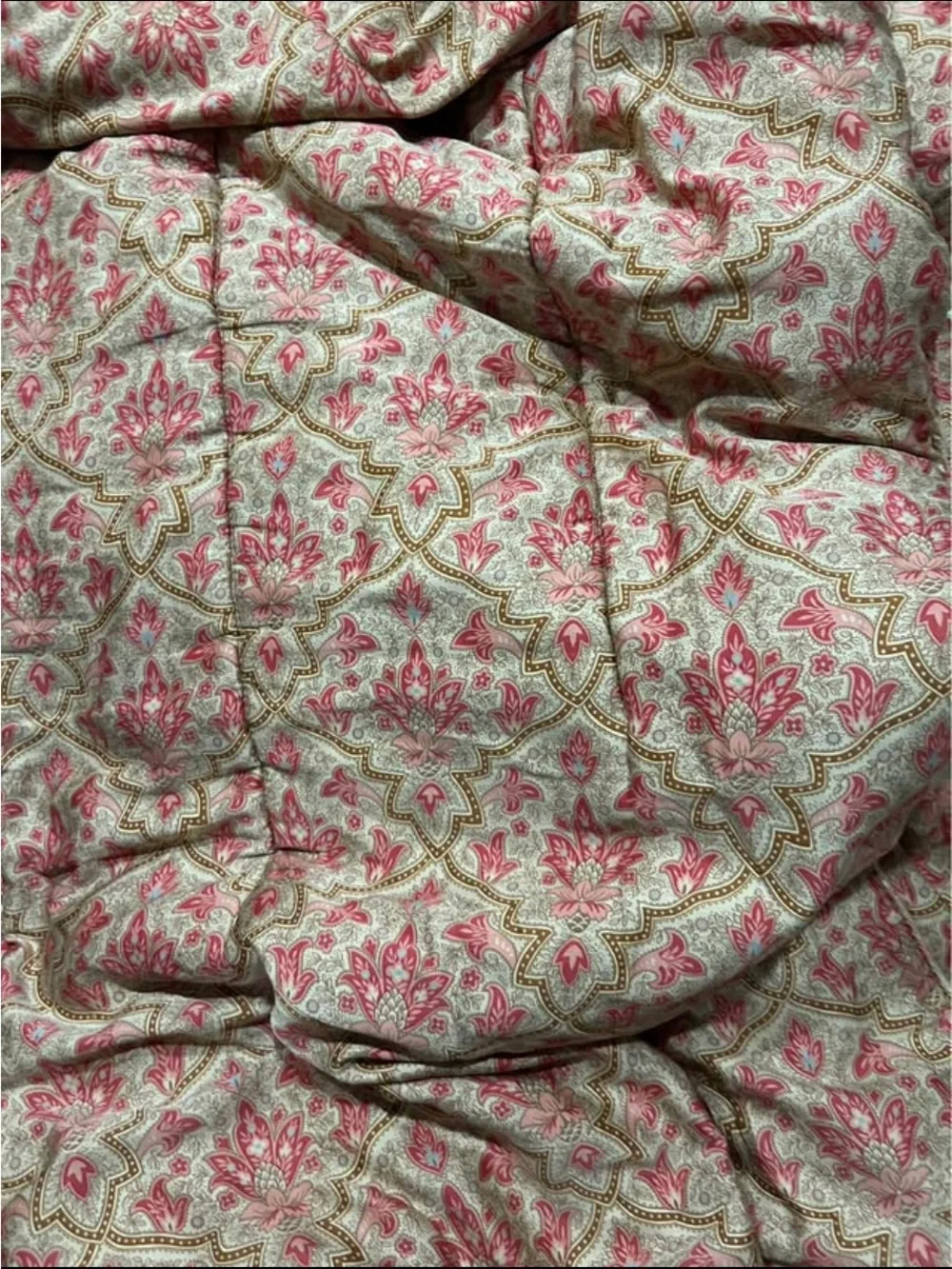 Floral Red and Tan Reversible Comforter Set - Unbranded